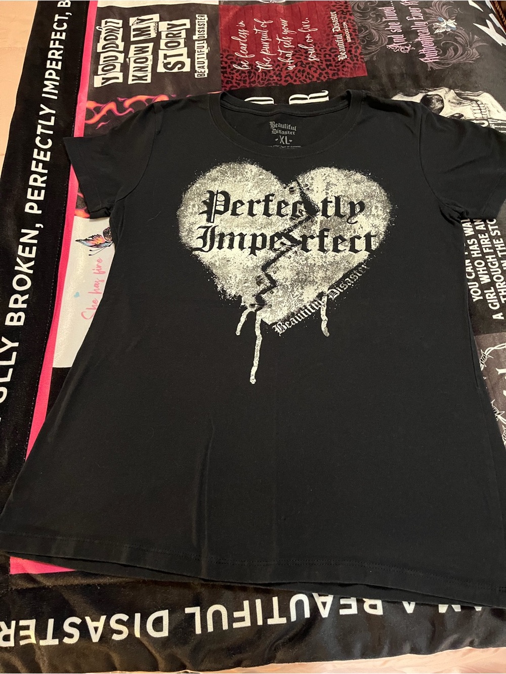 Beautiful Disaster "Perfectly Imperfect" Black Short Sleeve Tee